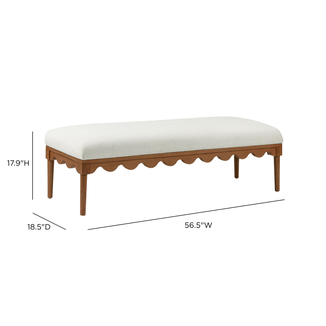 Oodle 56.5" Cream Performance Vegan Mohair Bench