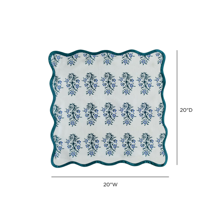 Crissy Blue Cornflower Cotton Canvas Printed Napkins - Set of 4