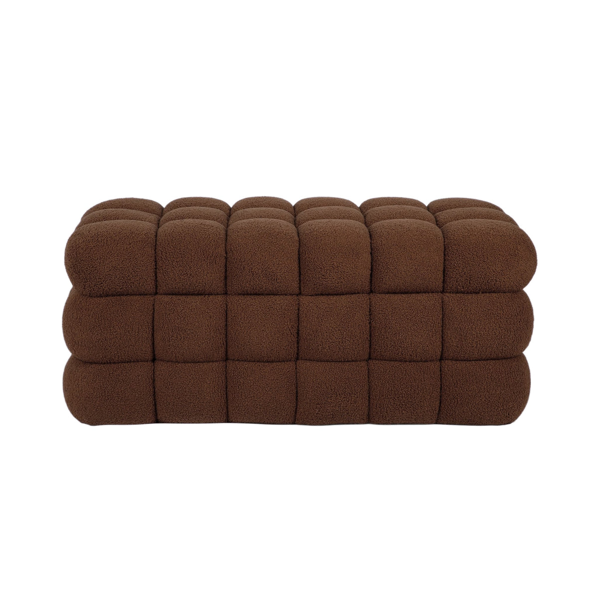 Anita 39" Faux Shearling Storage Bench With Reversible Tray Top - Brown