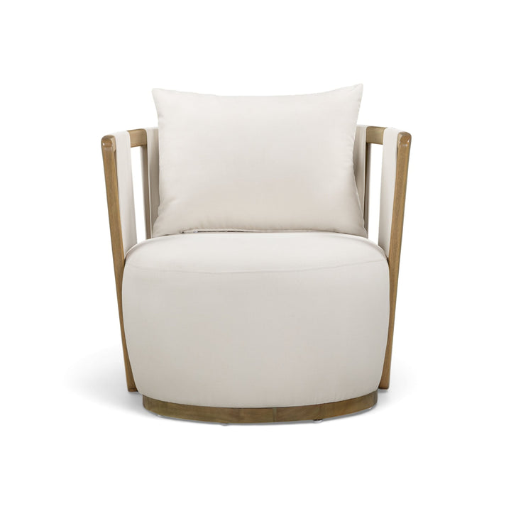 Paolo Cream Upcycled Basketweave Fabric Outdoor Accent Chair
