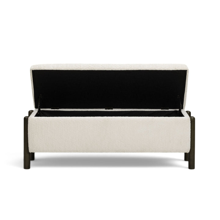 Abby 52" Cream Nubby Fabric Storage Bench