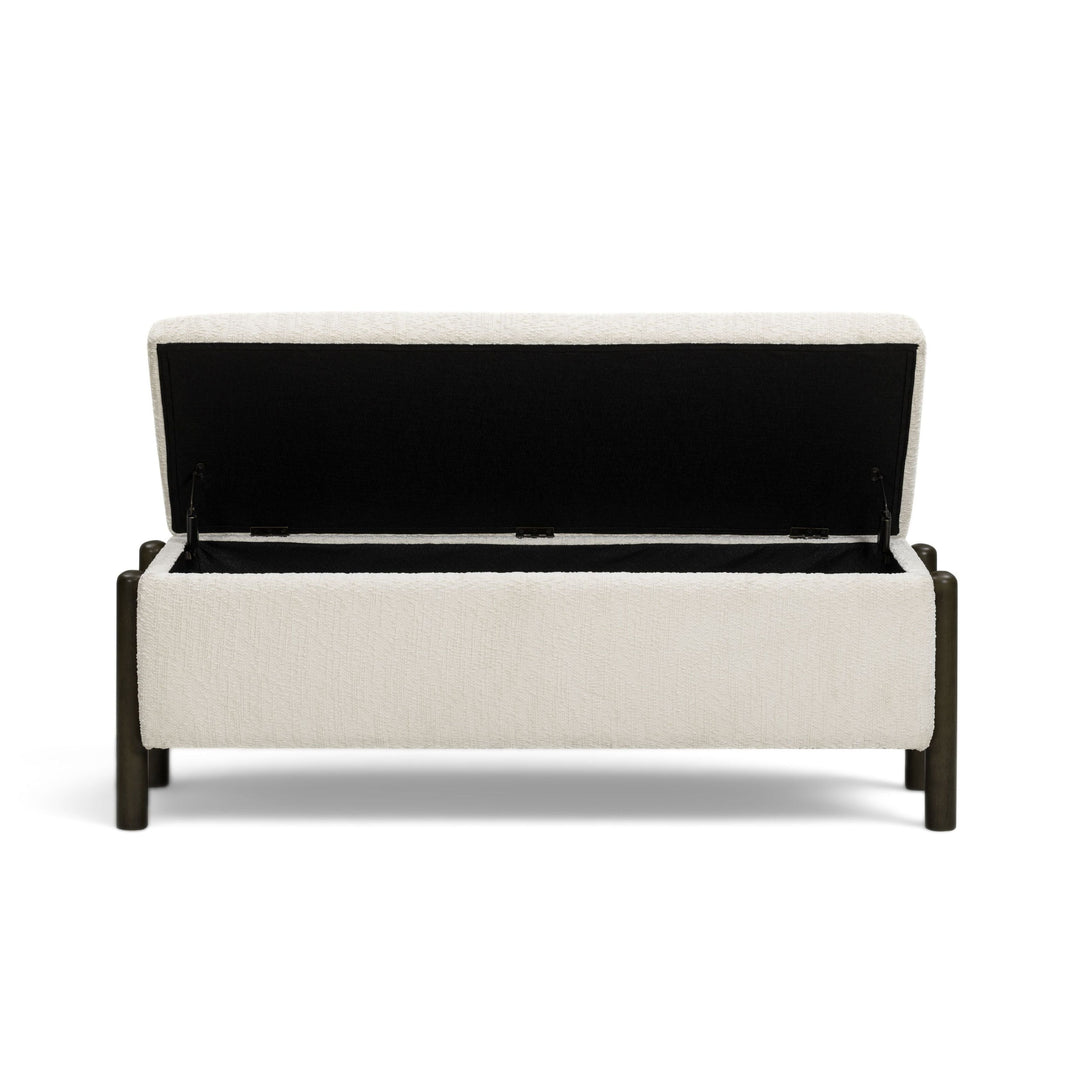 Abby 52" Cream Nubby Fabric Storage Bench