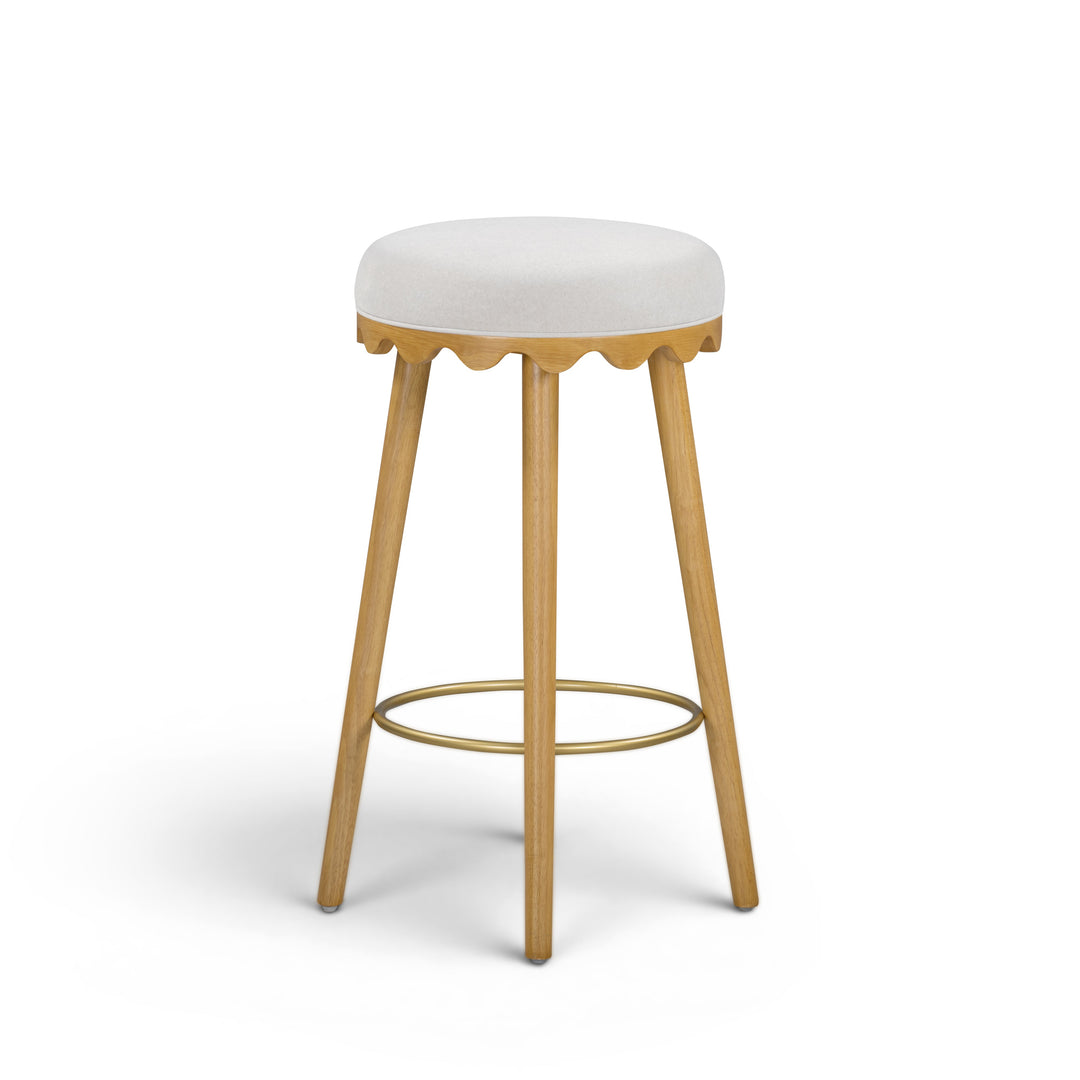 Oodle Cream Performance Vegan Mohair Bar Stool - Natural Ash