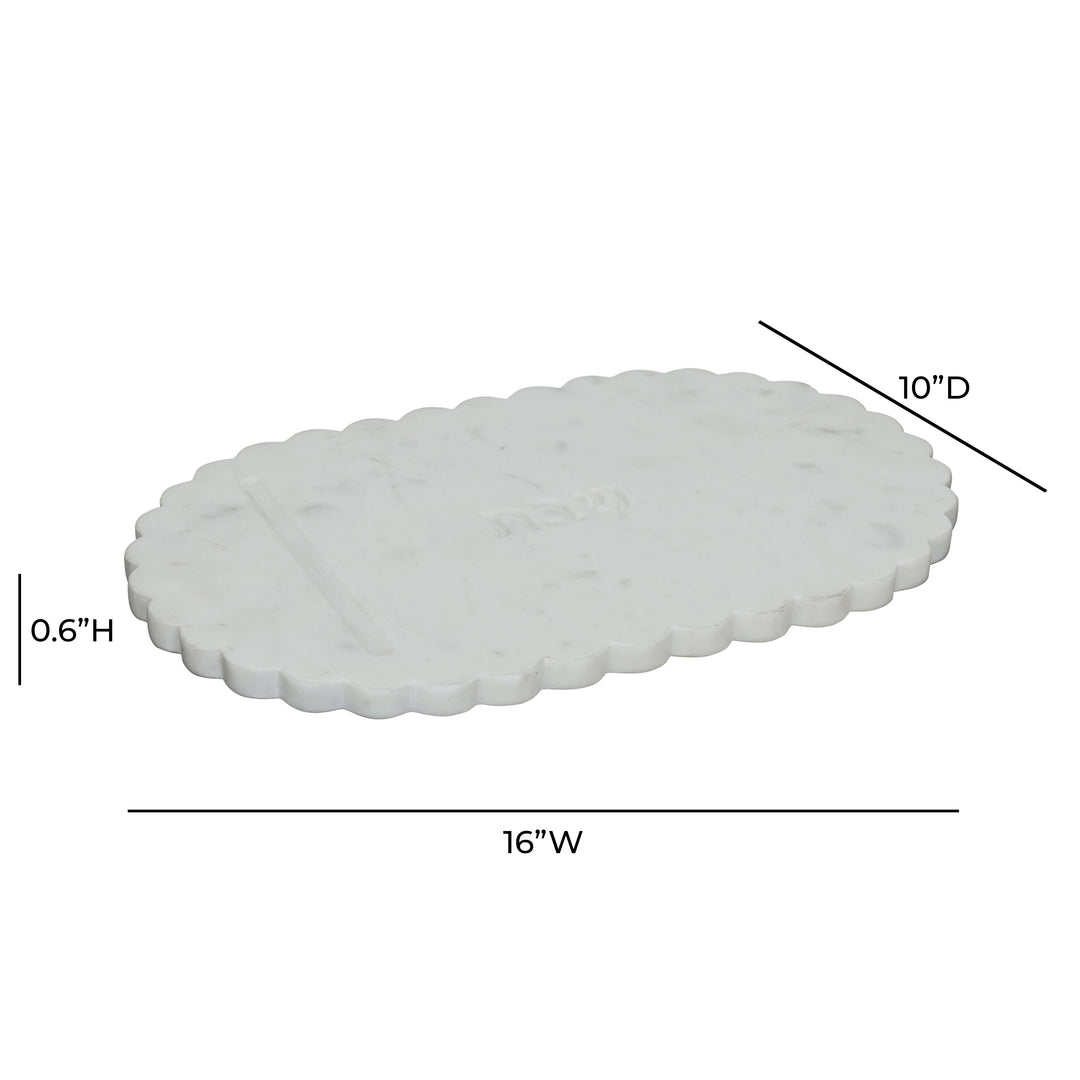 Shabbat White Marble Serving Board