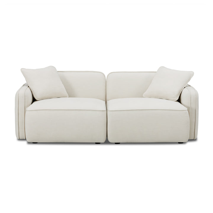 Travie 78" Sand Upcycled Performance Linen Modular Loveseat