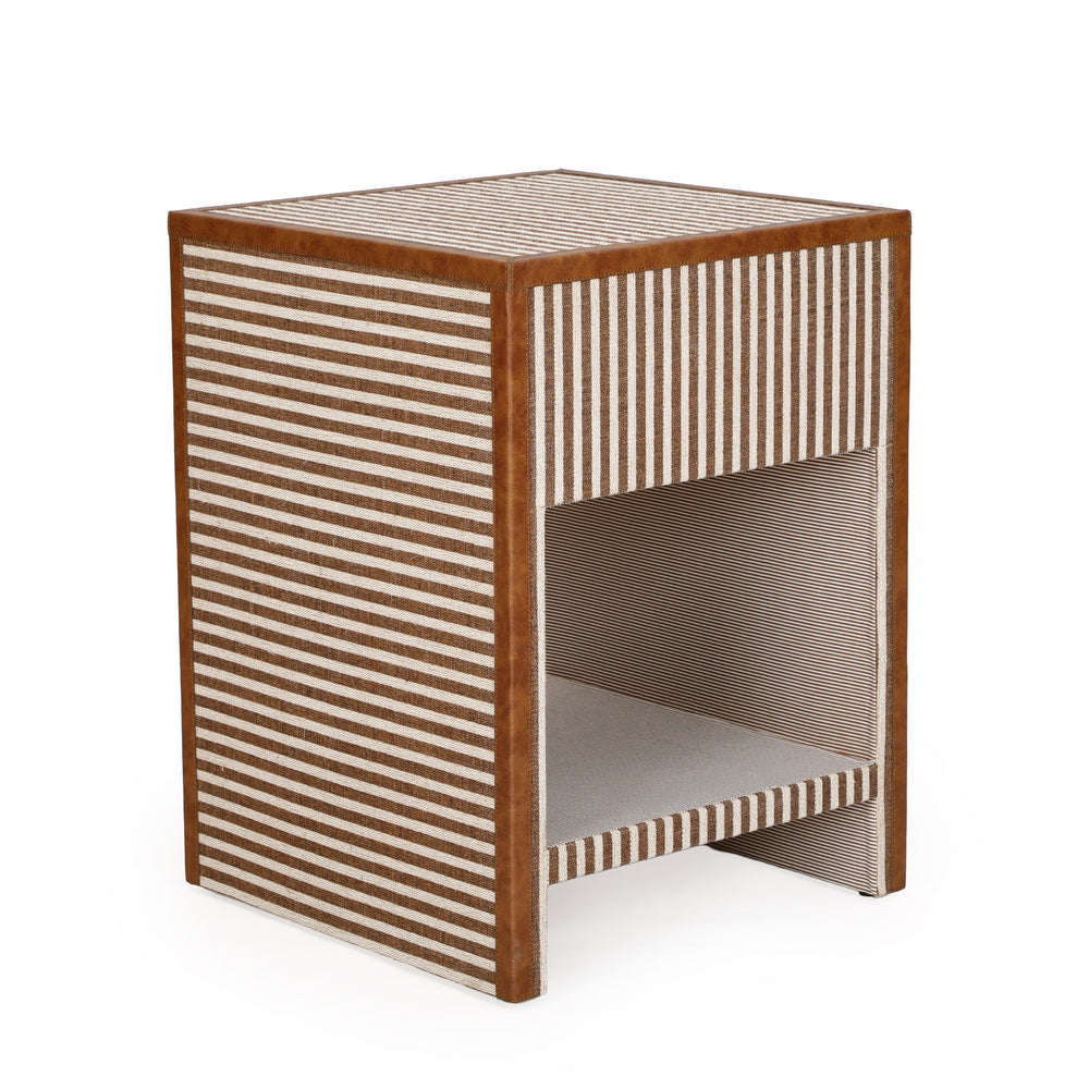 Kora 18" Brown Cotton Jute 1-Drawer Contract-Grade Nightstand