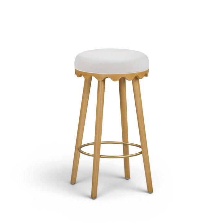 Oodle Cream Performance Vegan Mohair Bar Stool - Natural Ash