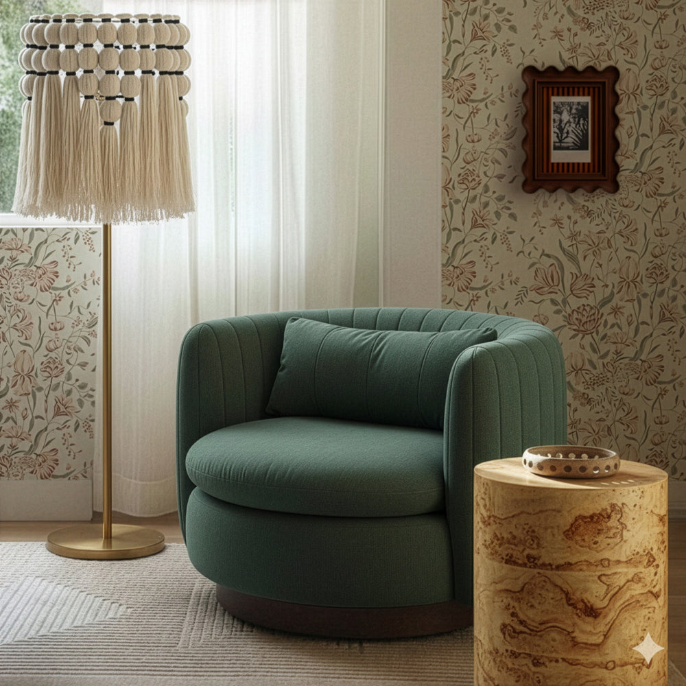 Nura Swivel Accent Chair - Forest Green