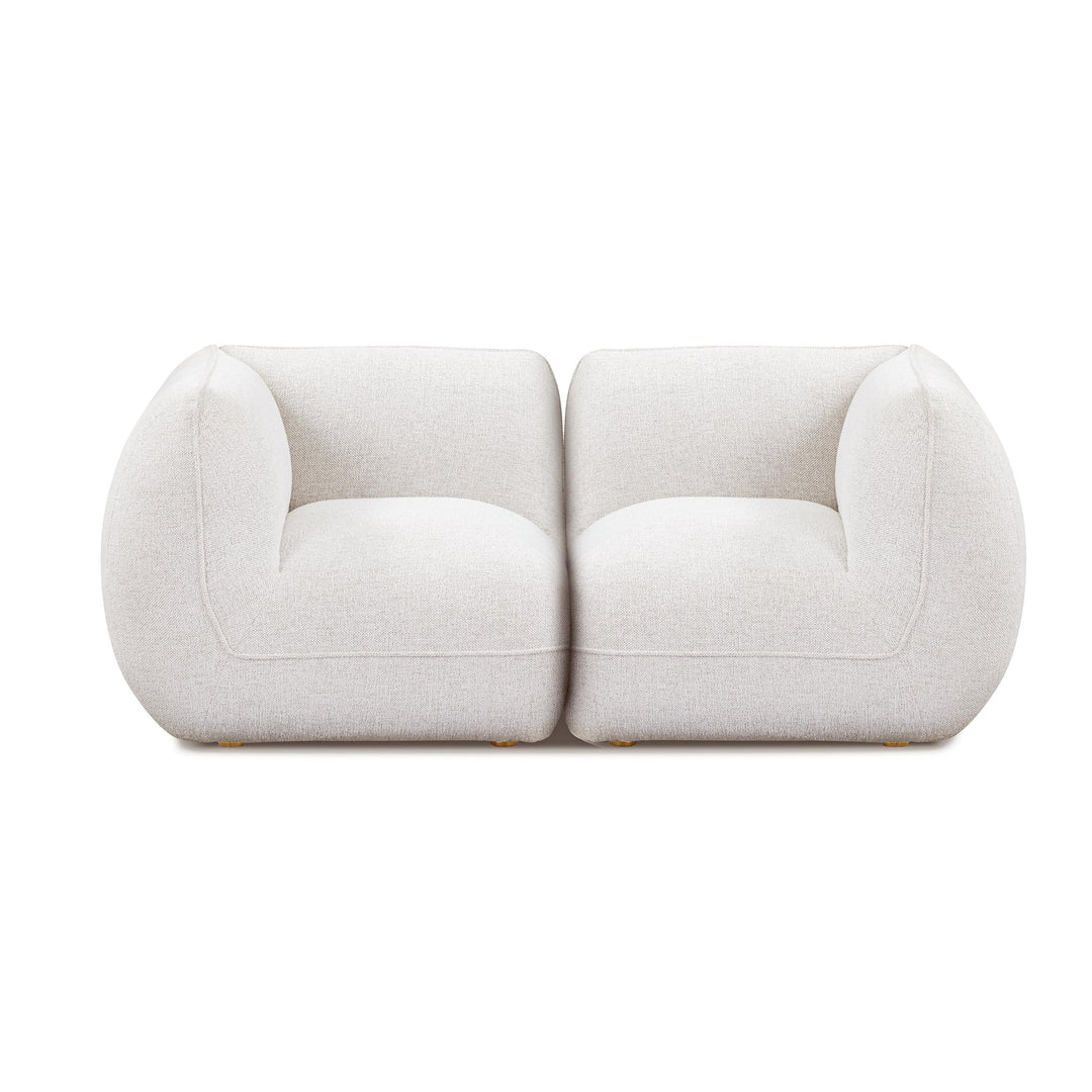 Arezza 80" Stone White Contract-Grade Basketweave Chenille Modular Loveseat
