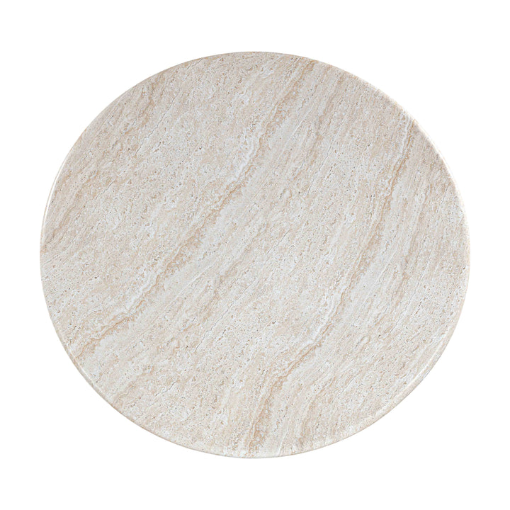 Cynthia 54" Travertine and Walnut Concrete Indoor/Outdoor Dining Table