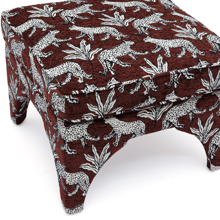 Raji Leopard Performance Jacquard Ottoman
