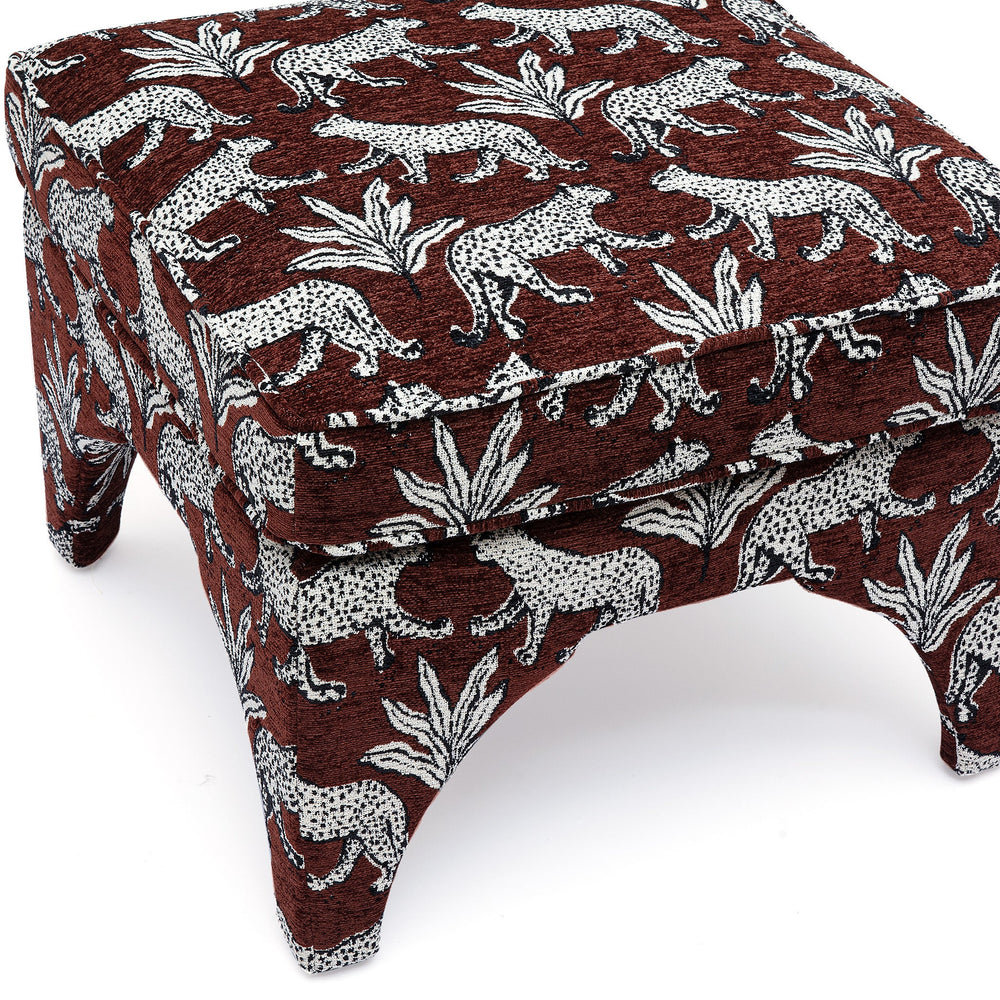 Raji Leopard Performance Jacquard Ottoman