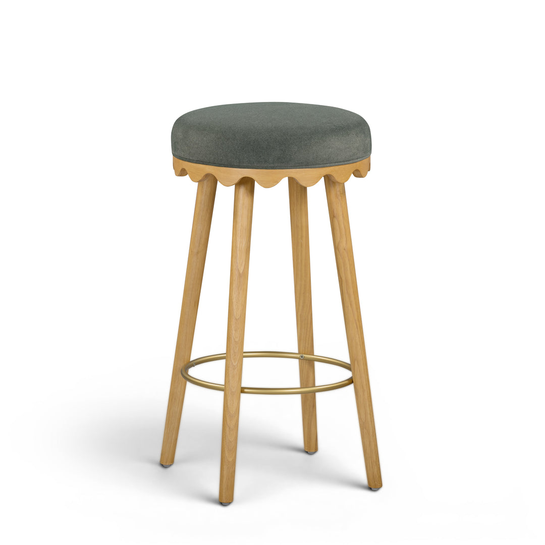 Oodle Green Performance Vegan Mohair Bar Stool - Natural Ash