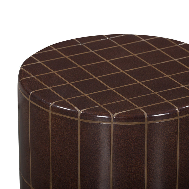 Tatiana Round Concrete Indoor/Outdoor Side Table - Maroon