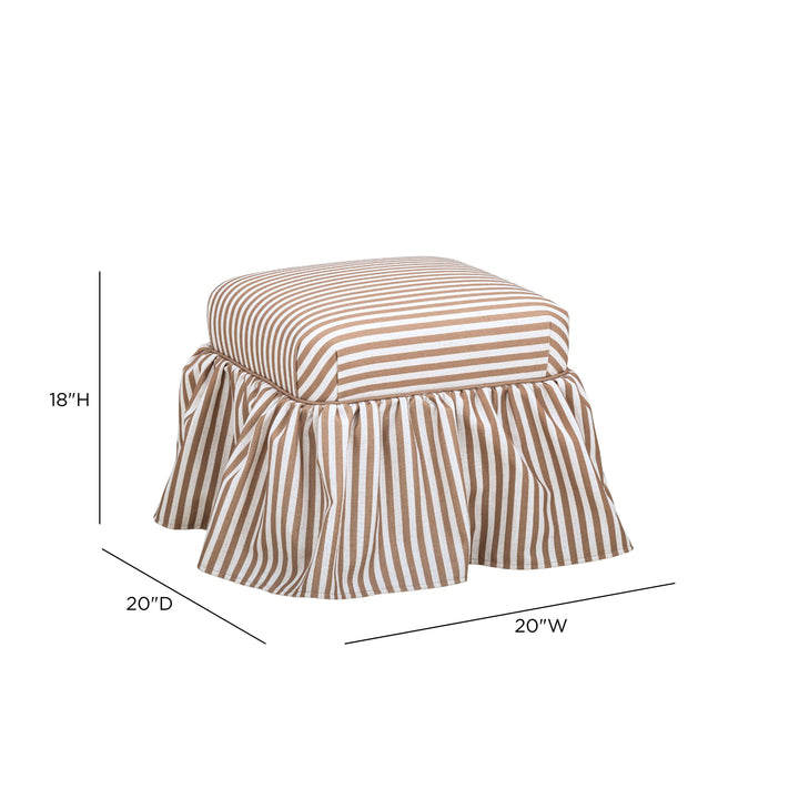Gertrude Striped Performance Linen Skirted Ottoman