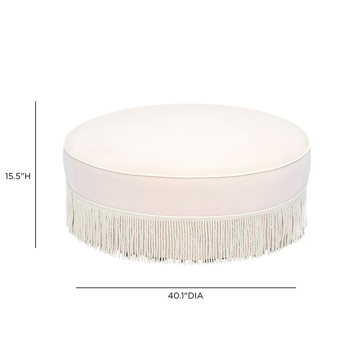 Tassy Tasseled Round Ottoman