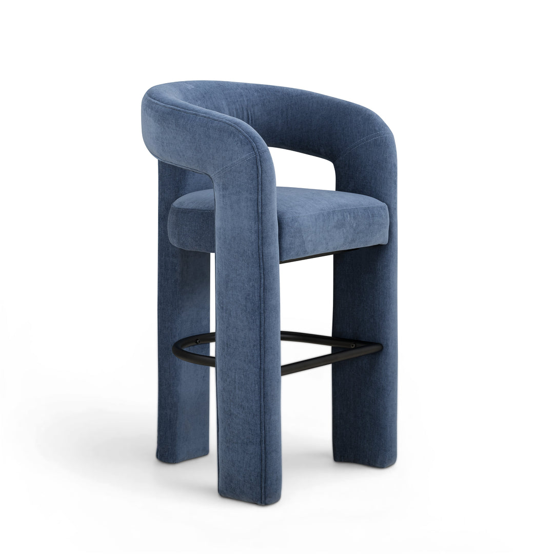 Malone Blue Denim Performance Chenille Bar Stool