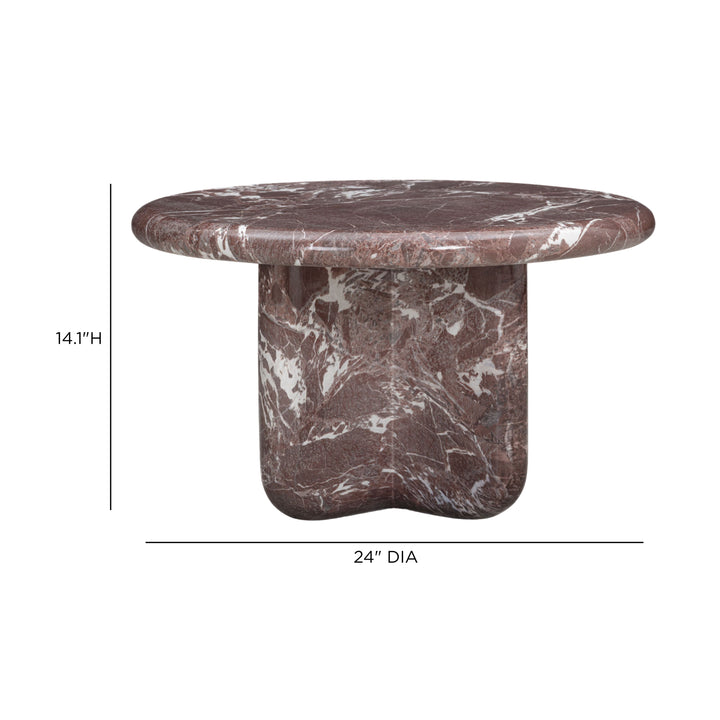 Juju Faux Marble Indoor/Outdoor Round Coffee Table (24"-32") - Red Levanto / Small