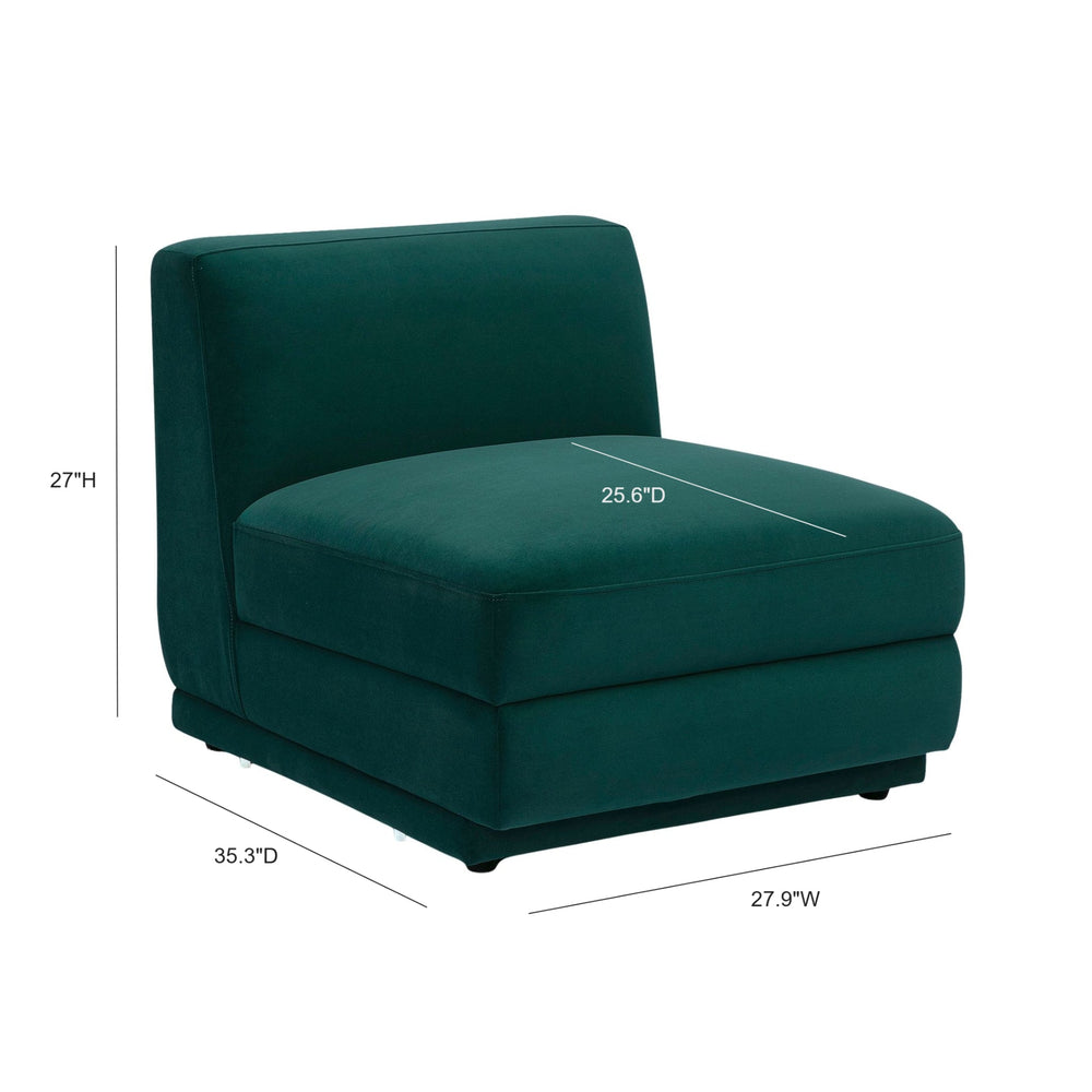 Perry Modular Armless Chair - Deep Green