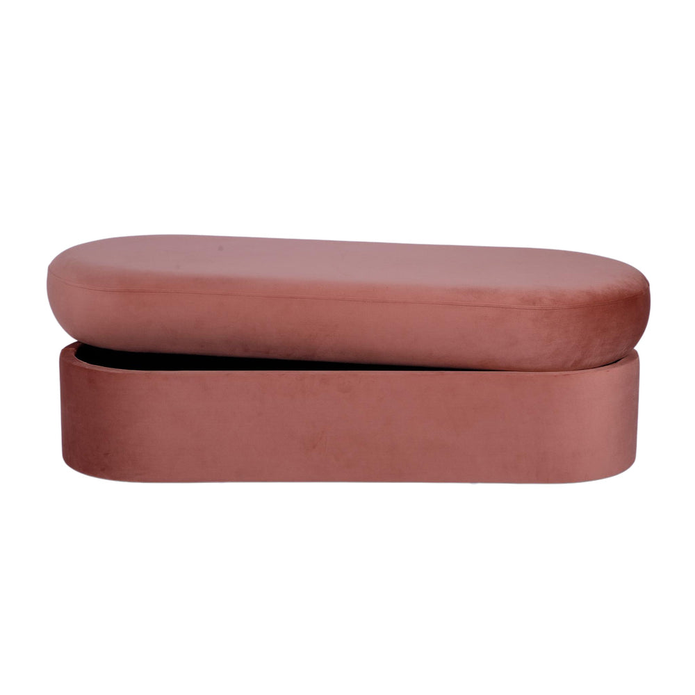 Andrea Performance Velvet Storage Bench (31"-50") - Salmon / 50"