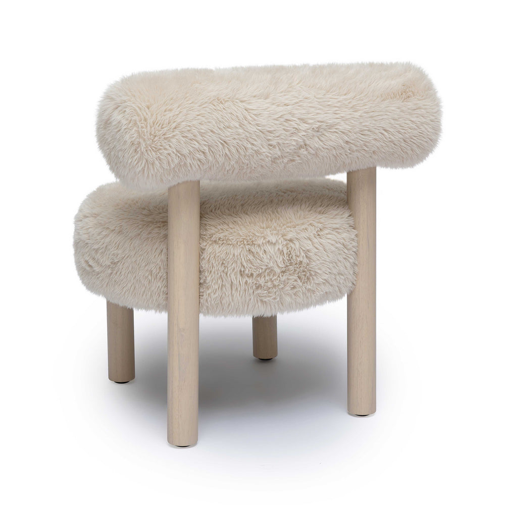 Carmel Contract-Grade Vegan Shearling Accent Chair - Natural