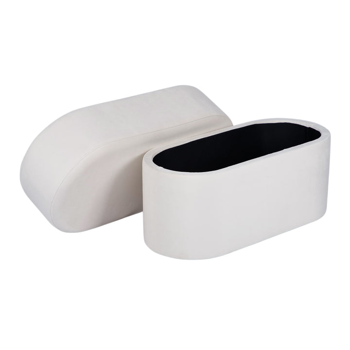 Andrea Performance Velvet Storage Bench (31"-50") - Cream / 31"