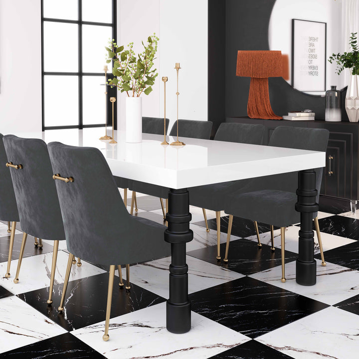 Beatrix Grey Performance Velvet Dining Chair - Gold Legs