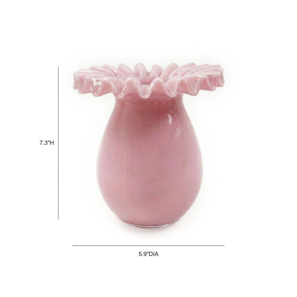 Ruff Pink Glass Vase