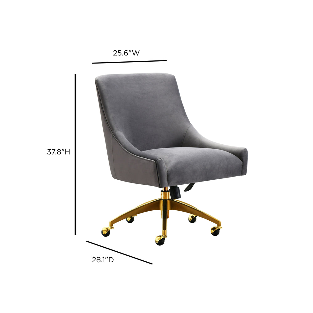 Beatrix Performance Velvet Office Swivel Chair - Grey