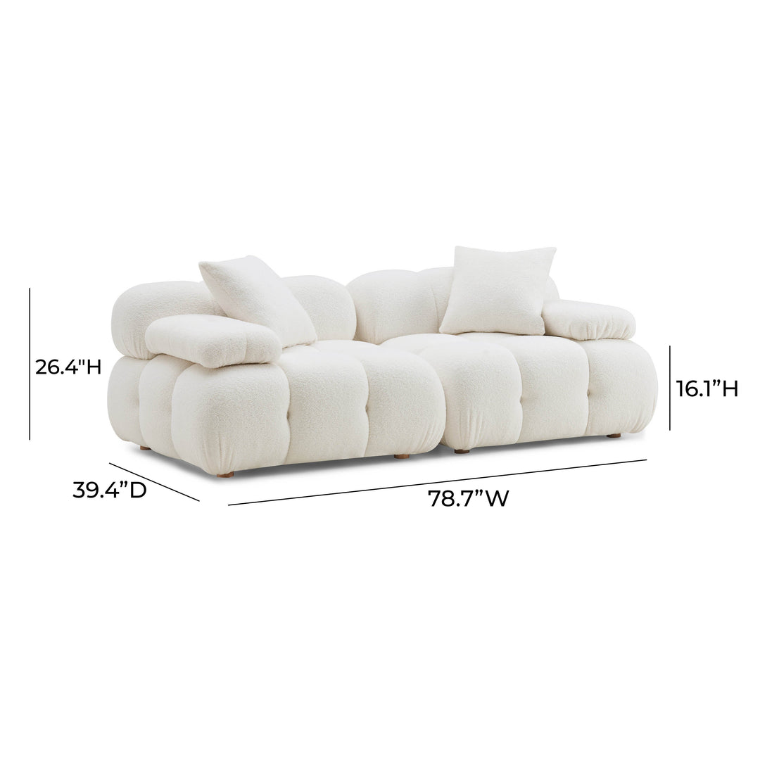 Calliope 79" Cream Vegan Shearling Modular Loveseat
