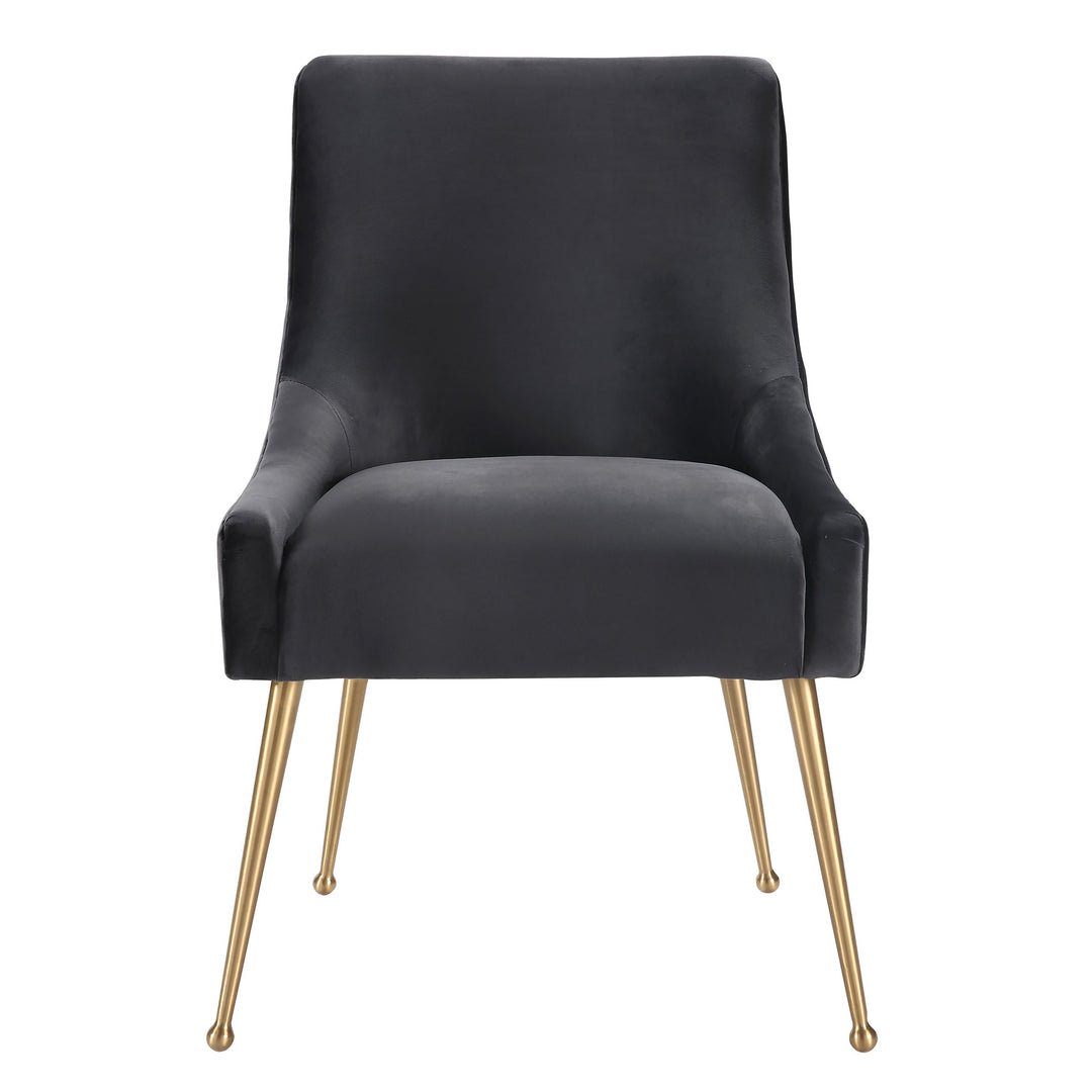 Beatrix Grey Performance Velvet Dining Chair - Gold Legs