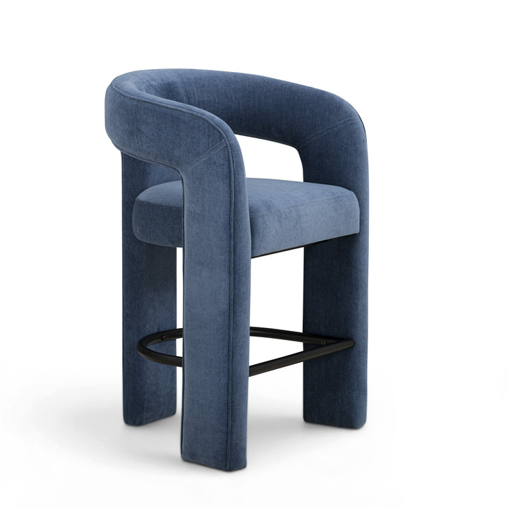 Malone Blue Denim Performance Chenille Counter Stool