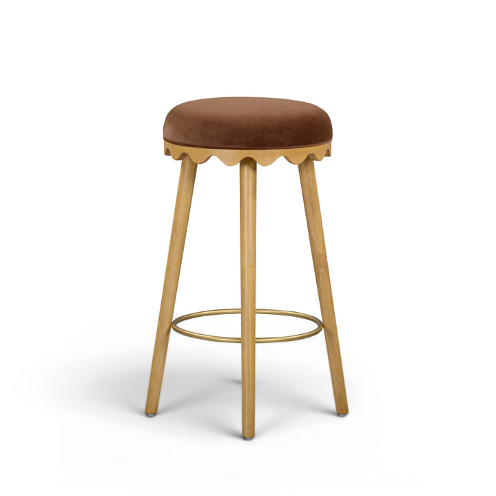 Oodle Bronze Performance Vegan Mohair Bar Stool - Natural Ash