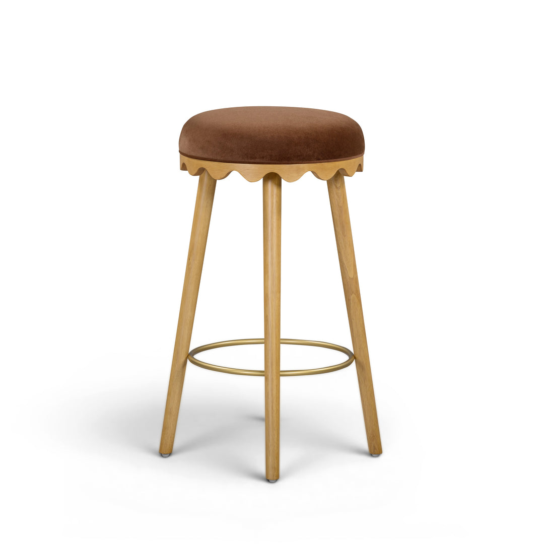 Oodle Bronze Performance Vegan Mohair Bar Stool - Natural Ash