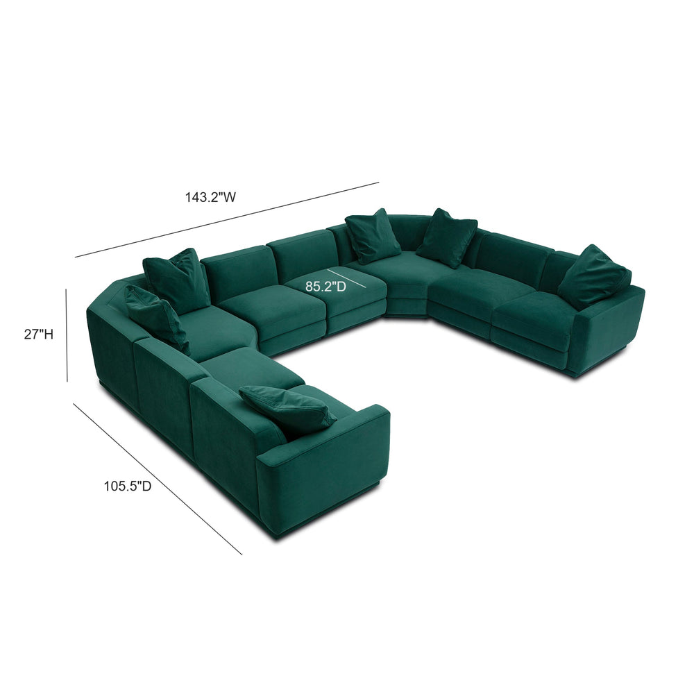 Perry 8-Piece Modular Large U-Sectional - Deep Green