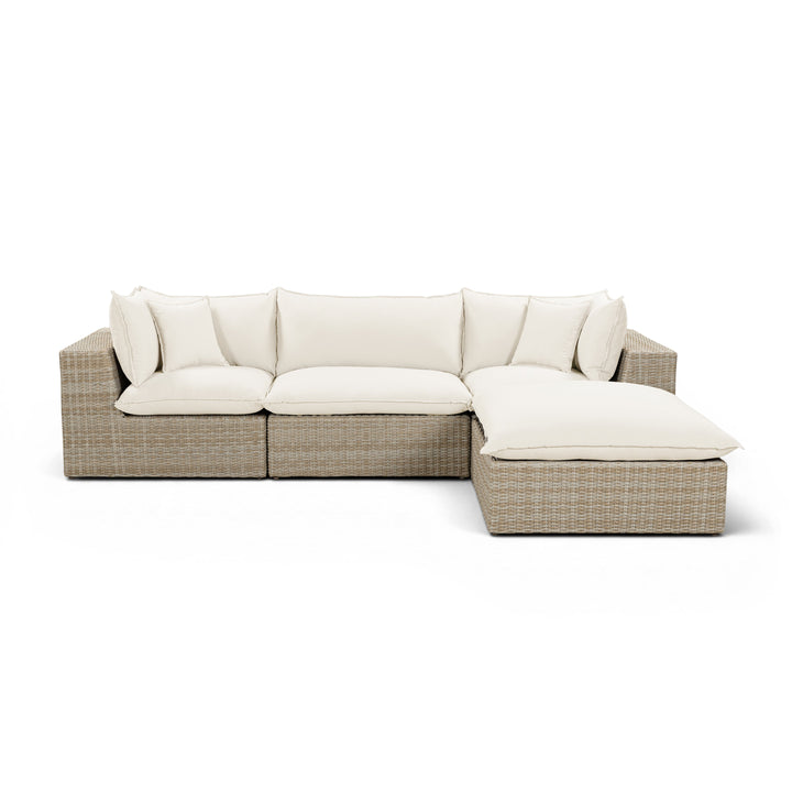 Cali 4-Piece Performance Fabric &amp; Wicker Outdoor Sectional