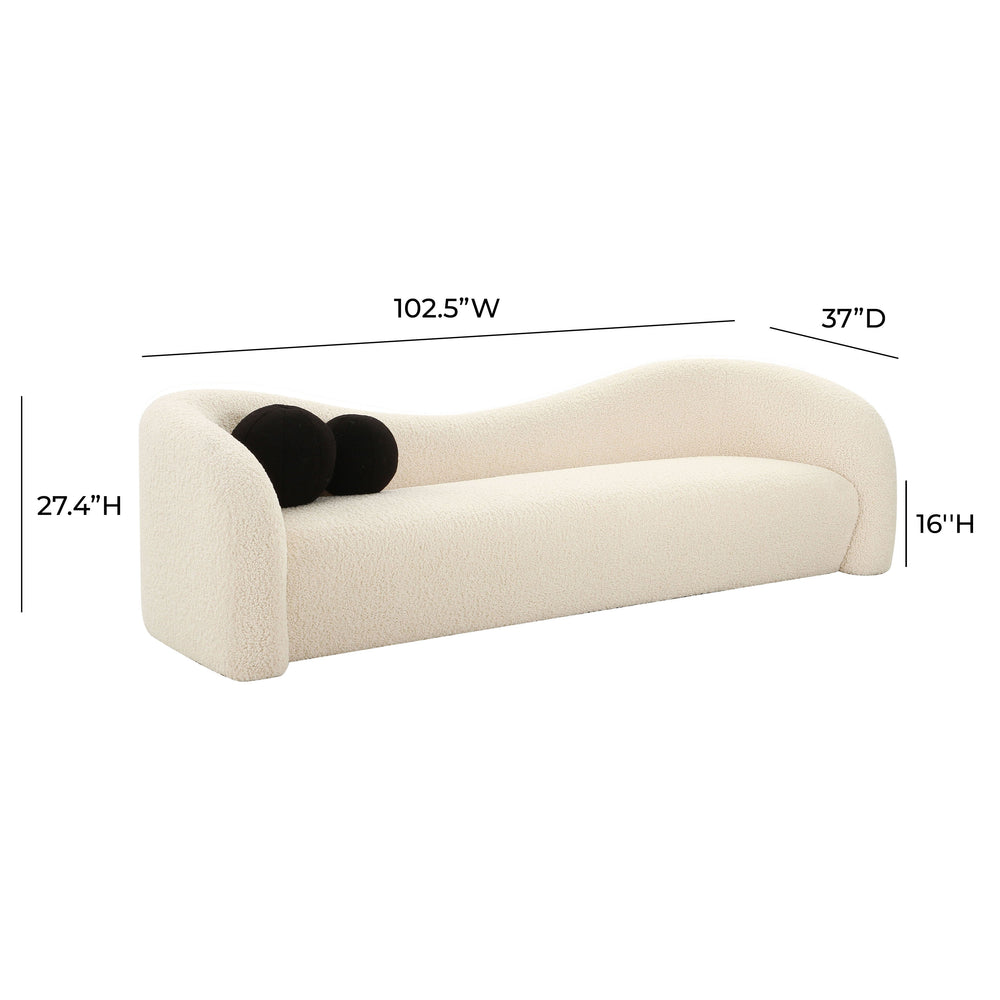 Leonie Faux Shearling Sofa (84"-103") - Beige / 103"