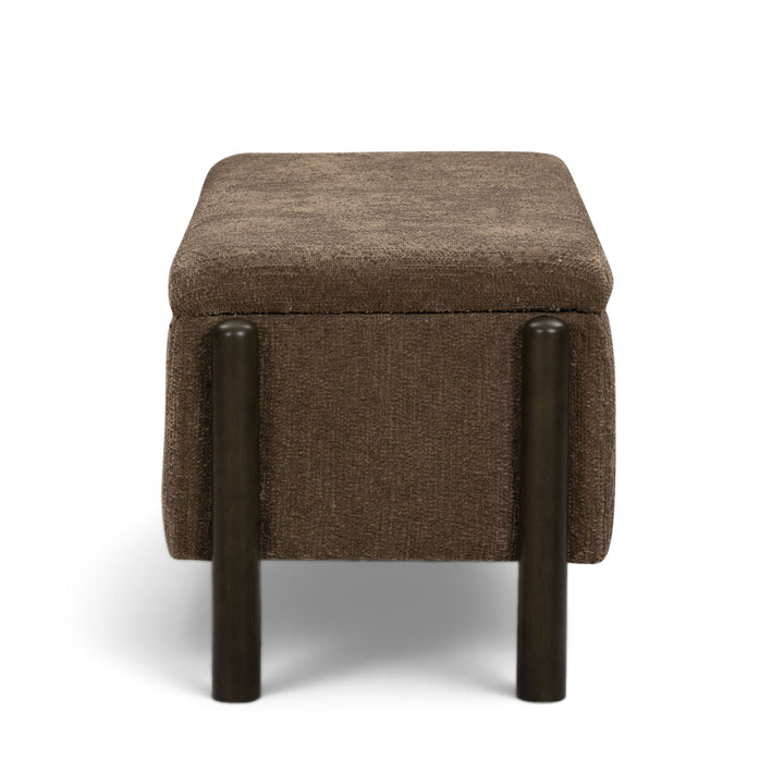 Abby 52" Brown Nubby Fabric Storage Bench
