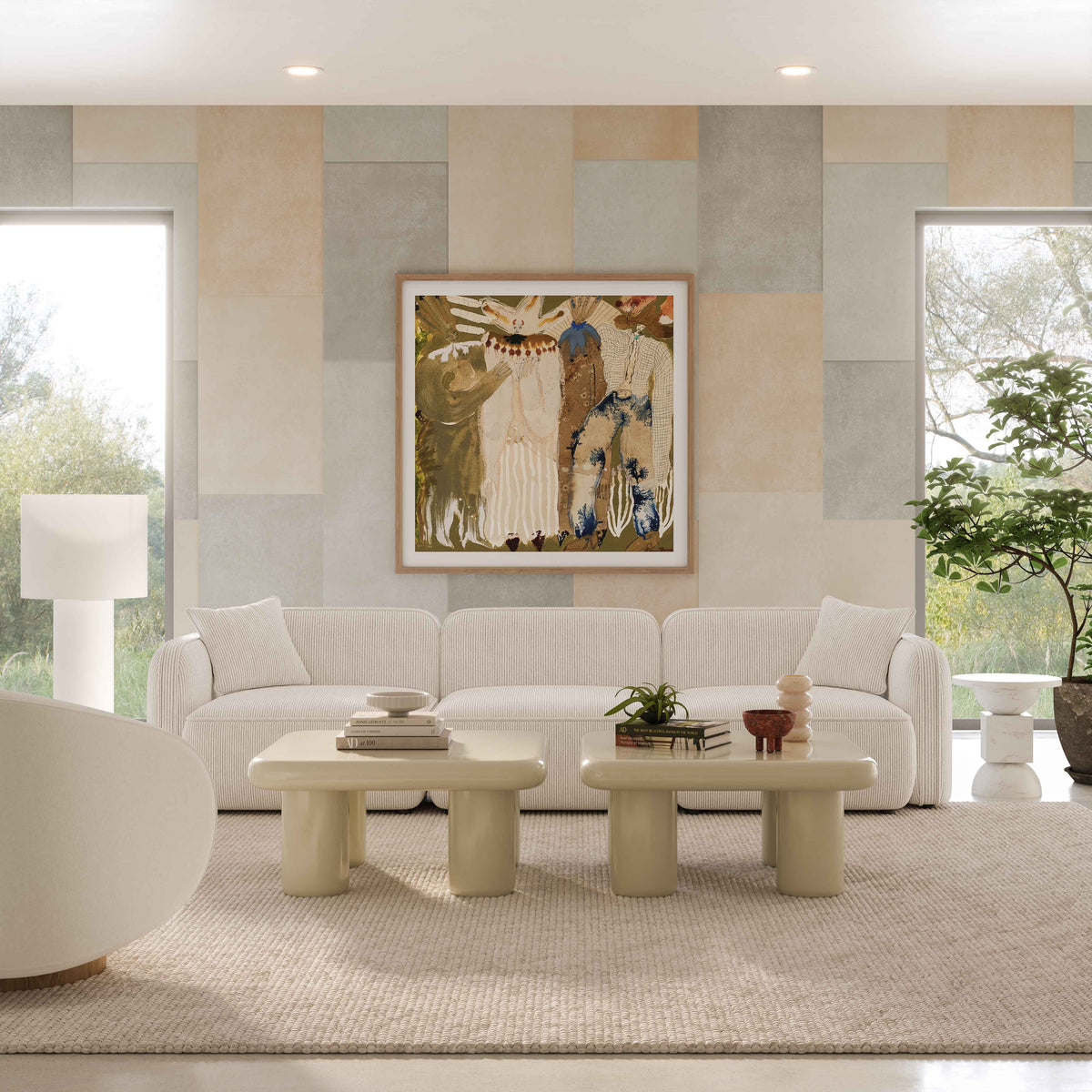 Travie 112" Modular Sofa - White Sand