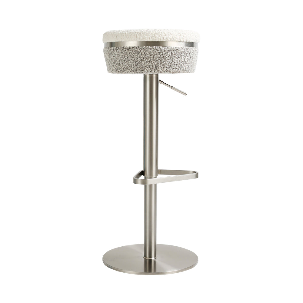 Astro Grey &amp; White Performance Boucle Adjustable Stool