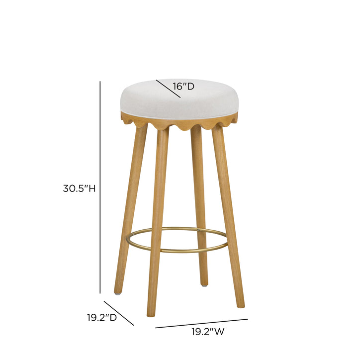 Oodle Cream Performance Vegan Mohair Bar Stool - Natural Ash