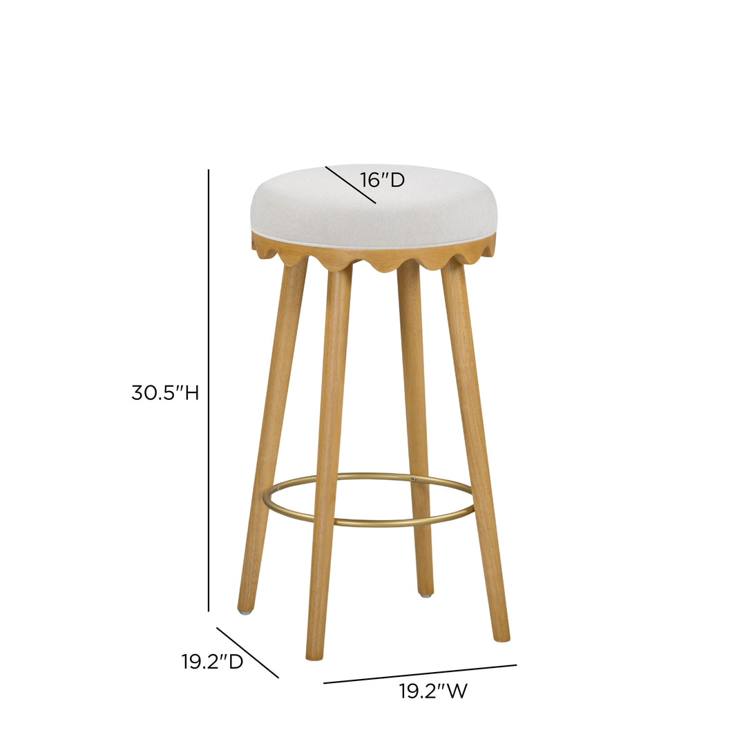 Oodle Cream Performance Vegan Mohair Bar Stool - Natural Ash