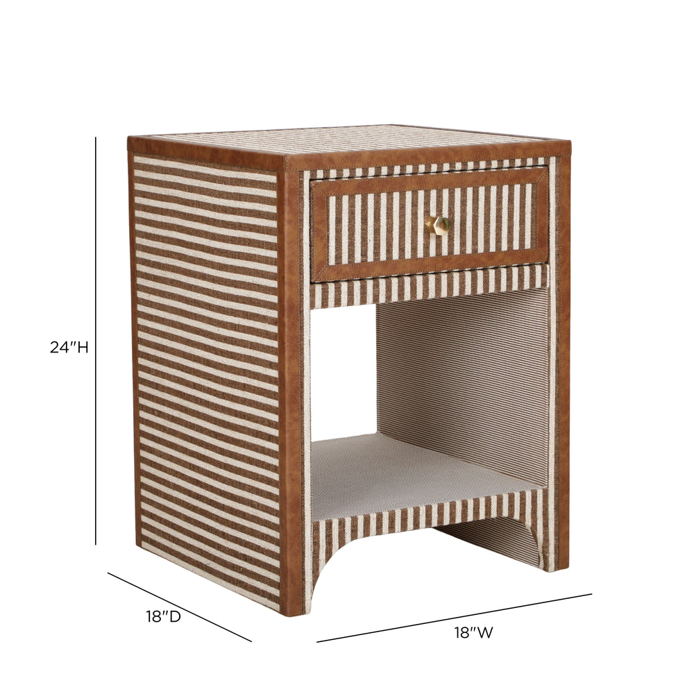 Kora 18" Brown Cotton Jute 1-Drawer Contract-Grade Nightstand