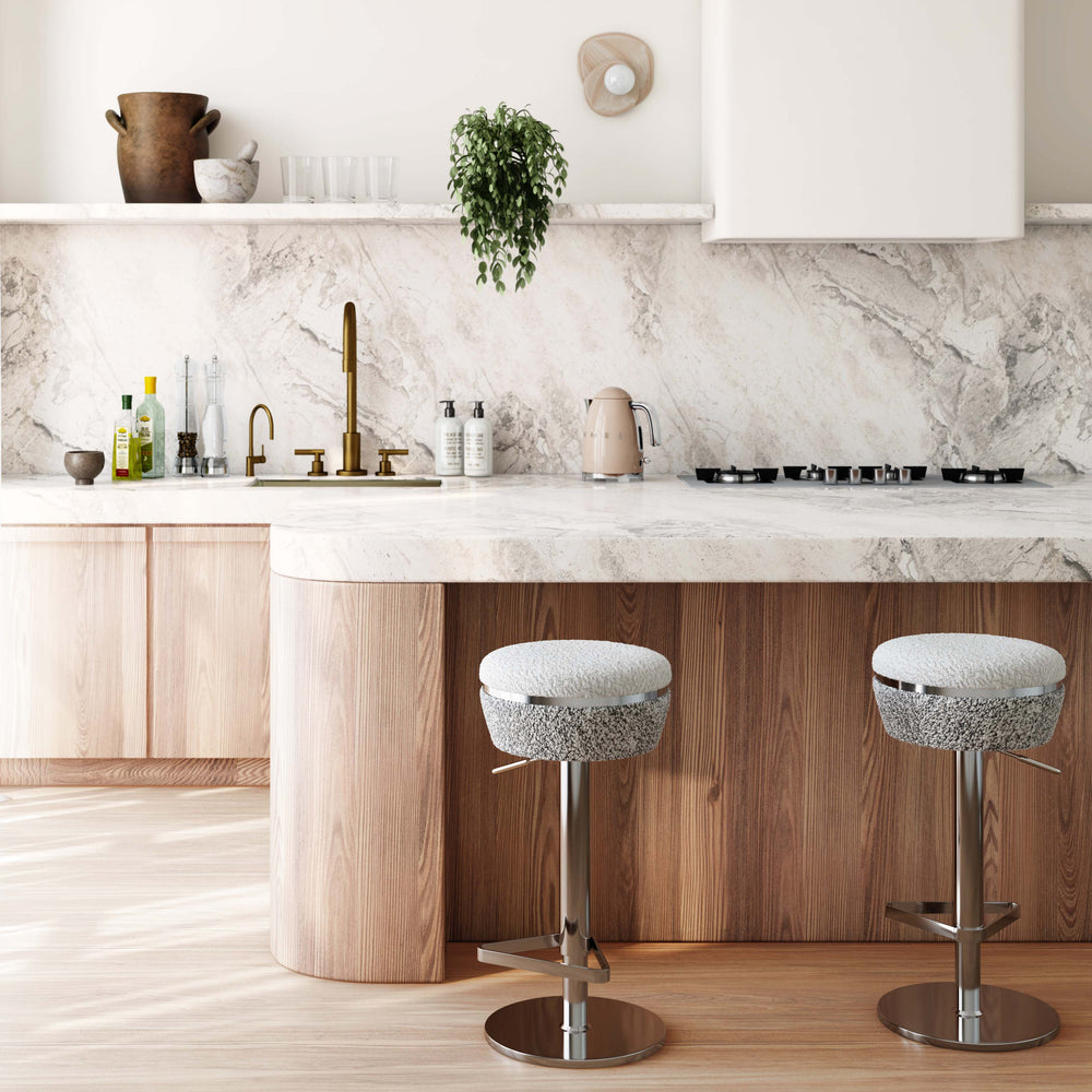 Astro Grey &amp; White Performance Boucle Adjustable Stool
