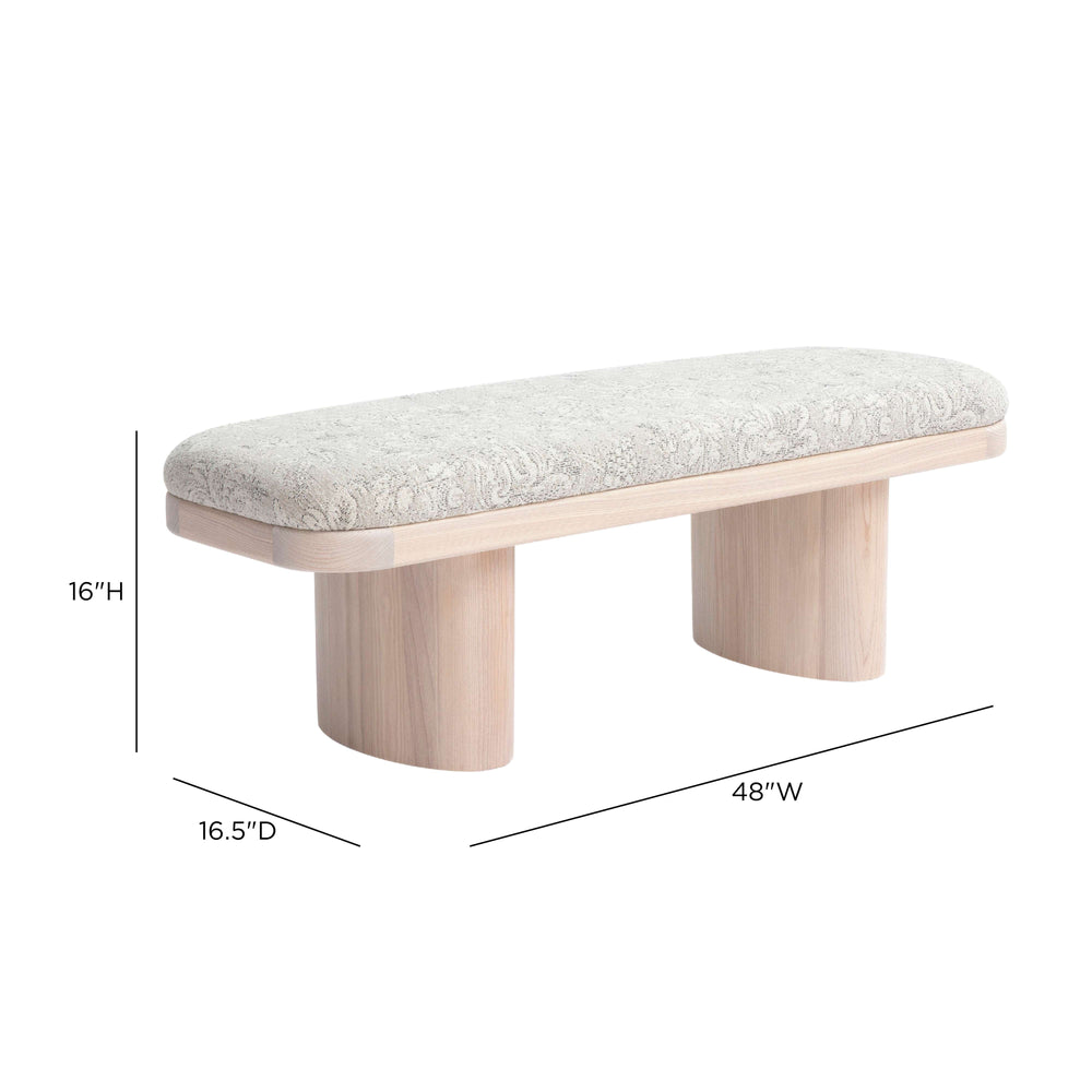 Ollie Upholstered Bench (48"-57") - Neutral Floral / 48"