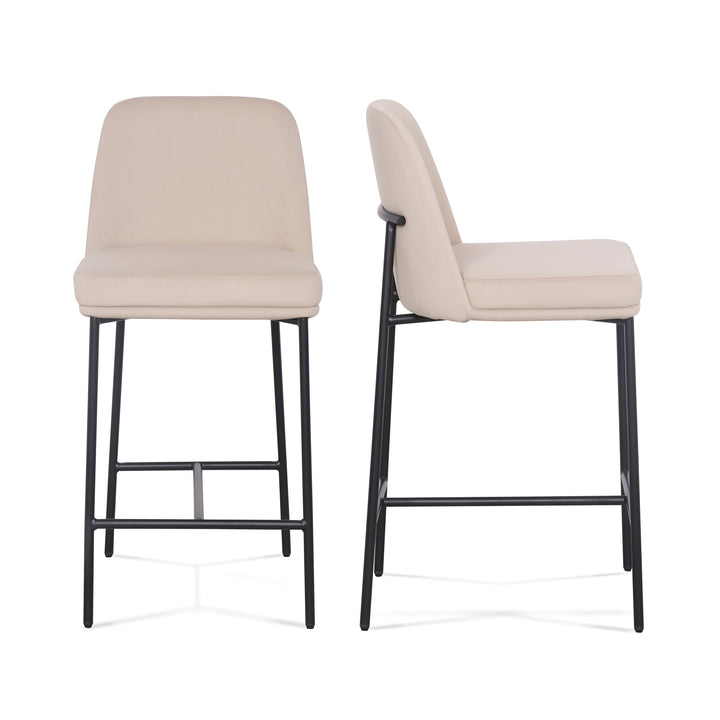 Sydney Taupe Performance Velvet Counter Stool - Set of 2