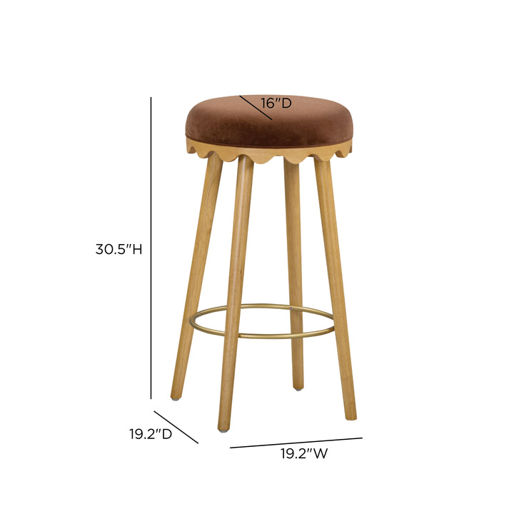 Oodle Bronze Performance Vegan Mohair Bar Stool - Natural Ash
