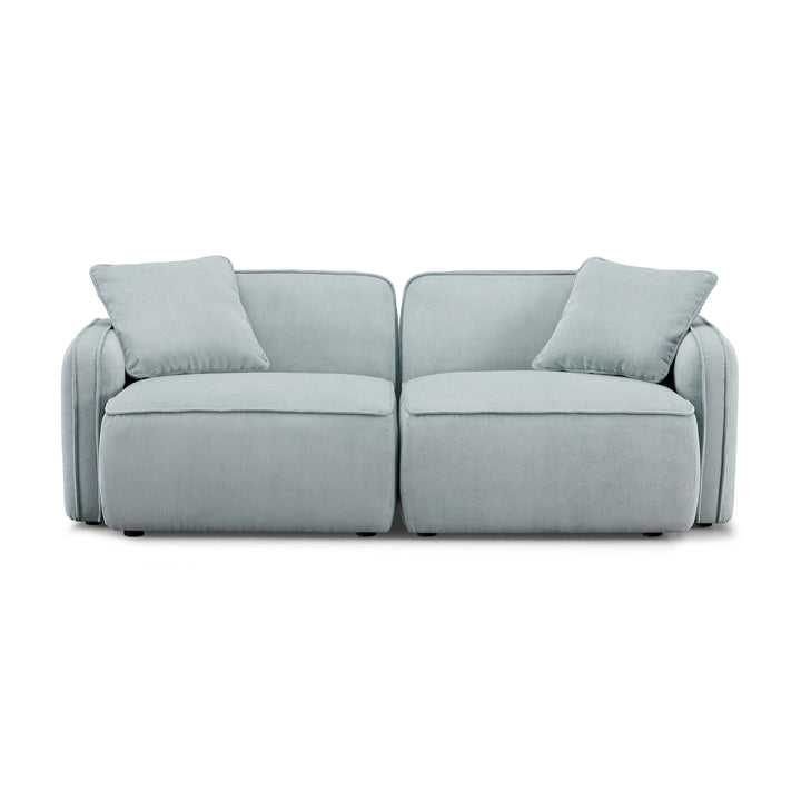 Travie 78" Sea Blue Performance Corduroy Velvet Modular Loveseat