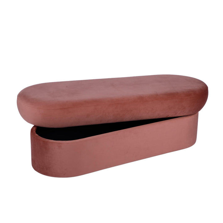 Andrea Performance Velvet Storage Bench (31"-50") - Salmon / 50"