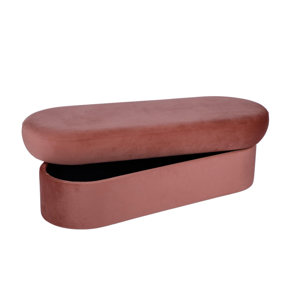 Andrea Performance Velvet Storage Bench (31"-50") - Salmon / 50"